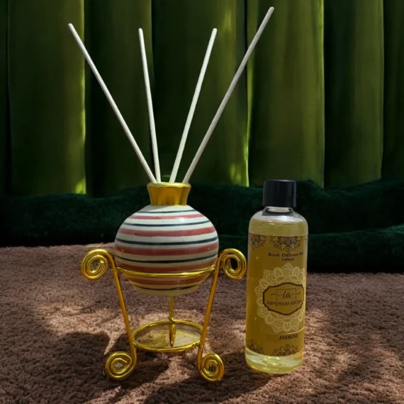 Imperium Jasmine Reed Diffuser Set (Ceramic with Golden Brass Neck)