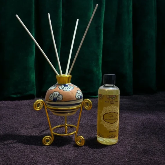 Imperium Jasmine Reed Diffuser Set (Ceramic with Golden Brass Neck)