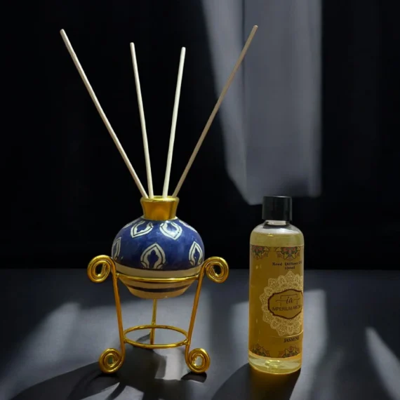 Imperium Jasmine Reed Diffuser Set (Ceramic with Golden Brass Neck)