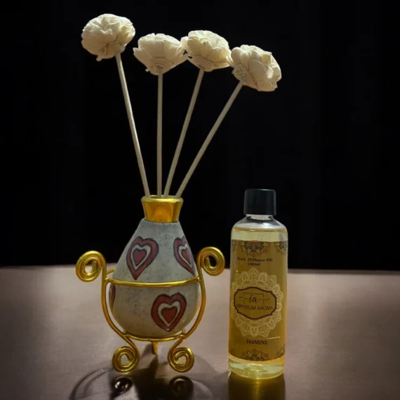 Imperium Jasmine Reed Diffuser Set (Ceramic with Golden Brass Neck)