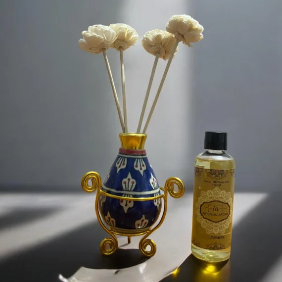 Imperium Jasmine Reed Diffuser Set (Ceramic with Golden Brass Neck)