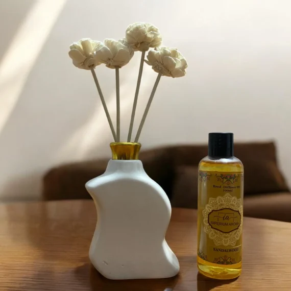 Imperium Sandalwood Reed Diffuser Set (Ceramic with Golden Brass Neck)