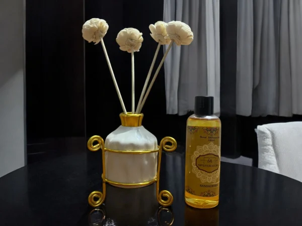 Imperium Sandalwood Reed Diffuser Set (Ceramic with Golden Brass Neck)