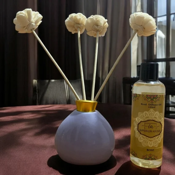 Imperium Rose Reed Diffuser Set (Ceramic with Golden Brass Neck)