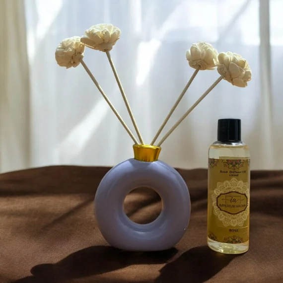 Imperium Rose Reed Diffuser Set (Ceramic with Golden Brass neck)