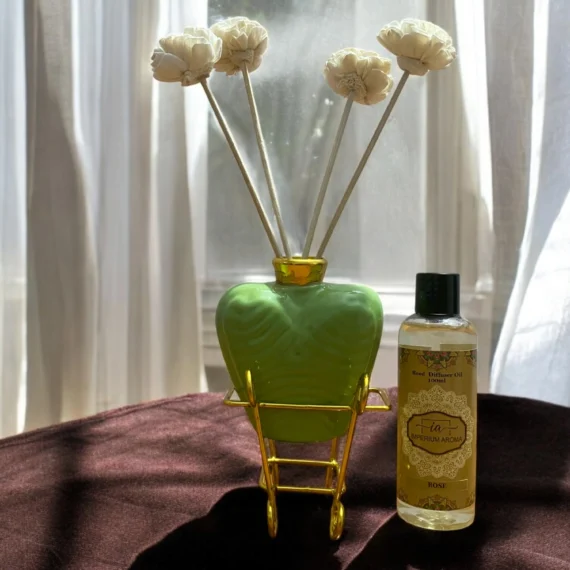 Imperium Rose Reed Diffuser Set (Ceramic with Golden Brass Neck)