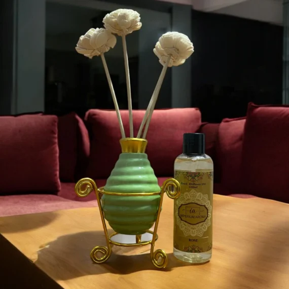 Imperium Rose Reed Diffuser Set (Ceramic with Golden Brass Neck)