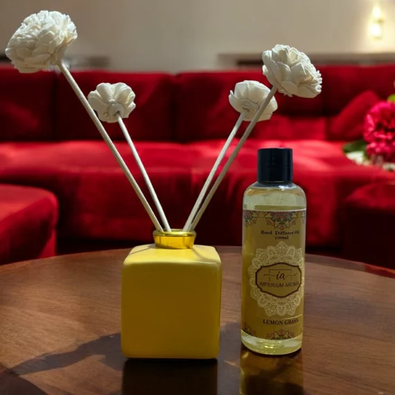 Imperium Lemongrass Reed Diffuser Set (Ceramic with Golden Brass Neck)