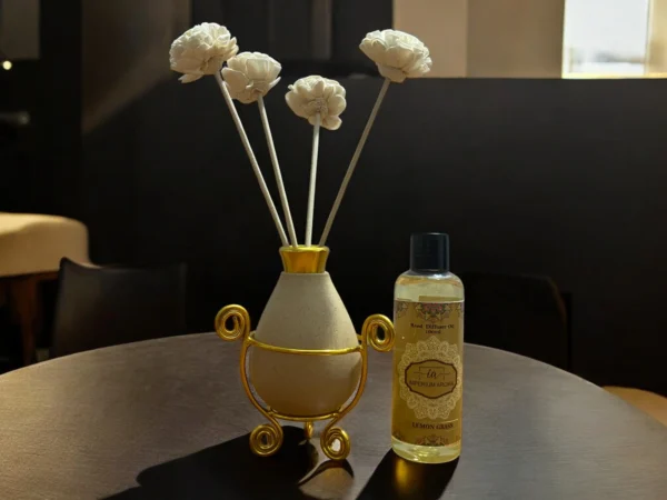 Imperium Lemongrass Reed Diffuser Set (Ceramic with Golden Brass Neck)