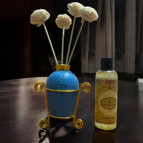 Imperium Lemongrass Reed Diffuser Set (Ceramic with Golden Brass Neck)