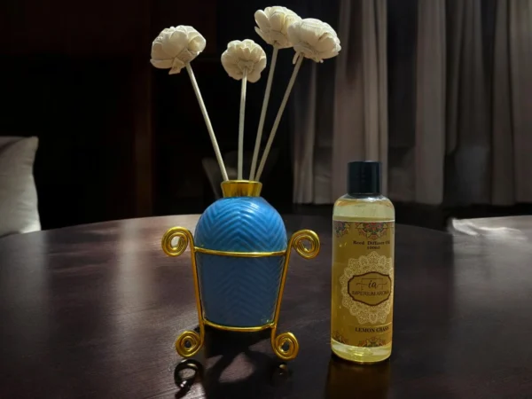 Imperium Lemongrass Reed Diffuser Set (Ceramic with Golden Brass Neck)