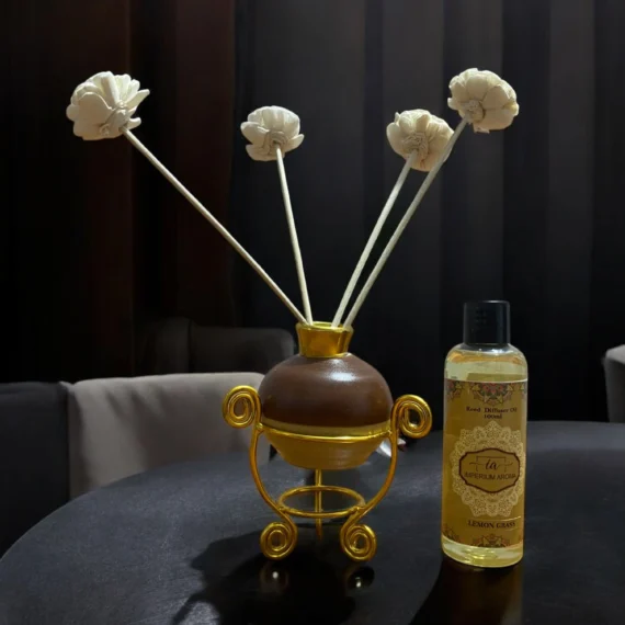 Imperium Lemongrass Reed Diffuser Set (Ceramic with Golden Brass Neck)