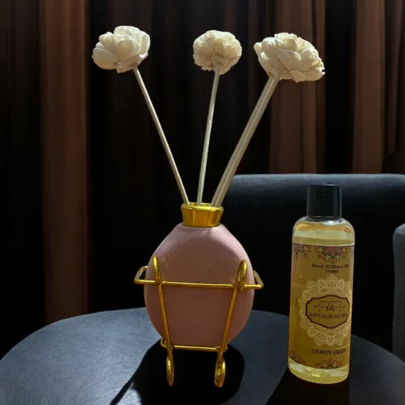 Imperium Lemongrass Reed Diffuser Set (Ceramic with Golden Brass Neck)