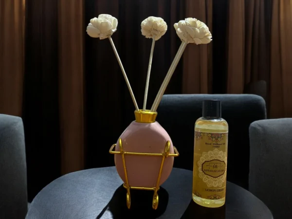 Imperium Lemongrass Reed Diffuser Set (Ceramic with Golden Brass Neck)