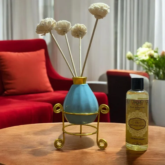 Imperium Lemongrass Reed Diffuser Set (Ceramic with Golden Brass Neck)