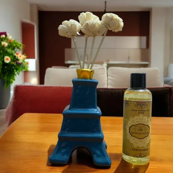 Imperium Lemongrass Reed Diffuser Set (Ceramic with Golden Brass Neck)