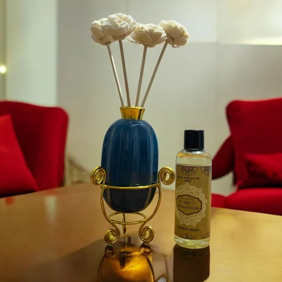 Imperium Lemongrass Reed Diffuser Set (Ceramic with Golden Brass Neck)