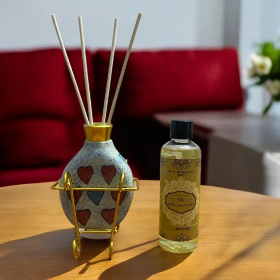 Imperium Jasmine Reed Diffuser Set (Ceramic with Golden Brass Neck)