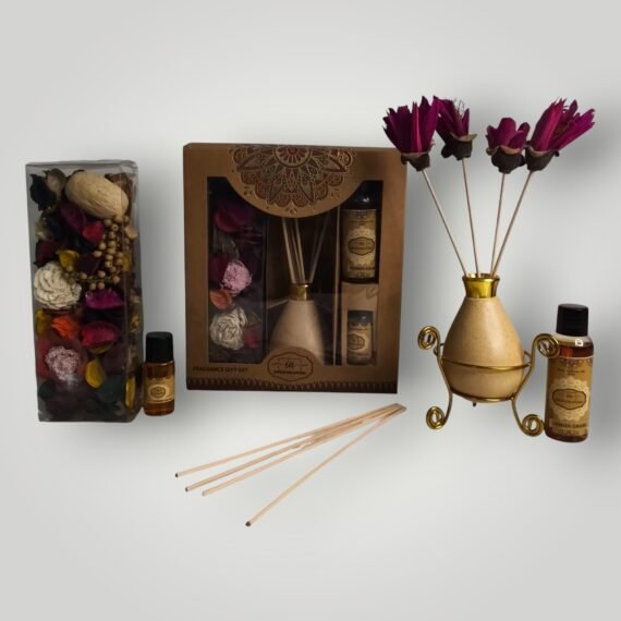 Imperium Lemongrass Reed Diffuser Gift Set (Ceramic with Golden Brass Neck)