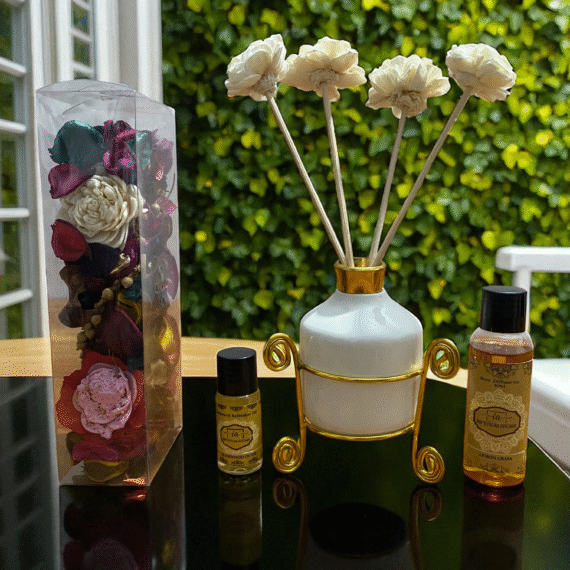 Imperium Aroma Lemongrass Reed Diffuser Gift Set (Ceramic Pot with Golden Brass Neck)