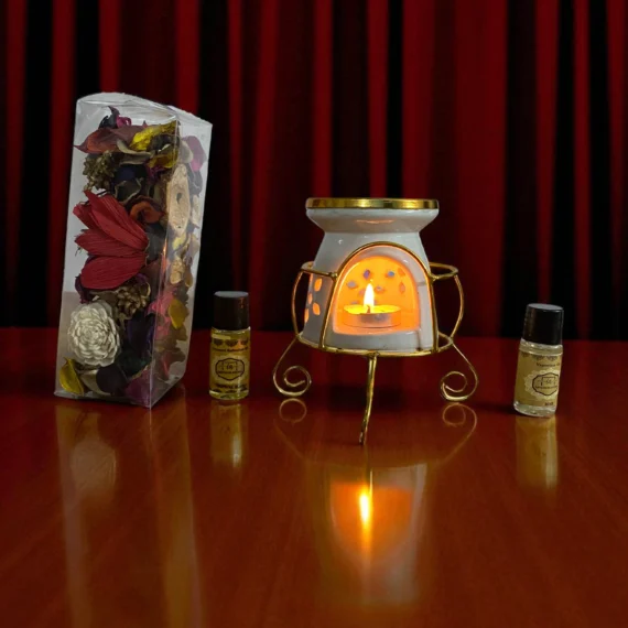 Imperium Aroma Rose Vaporizer (Ceramic with Golden Brass Neck)