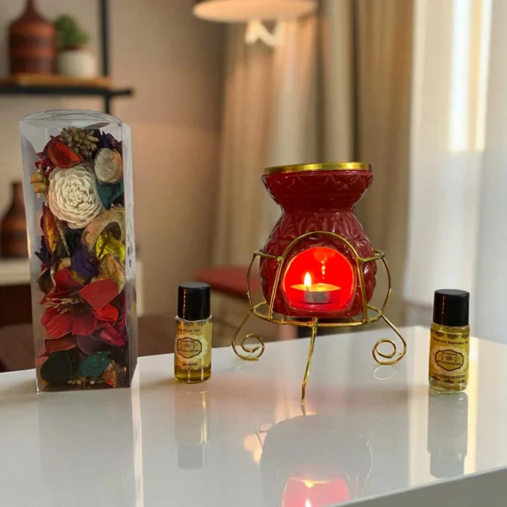 Imperium Aroma Jasmin Vaporizer (Ceramic Pot with Golden Brass Neck)