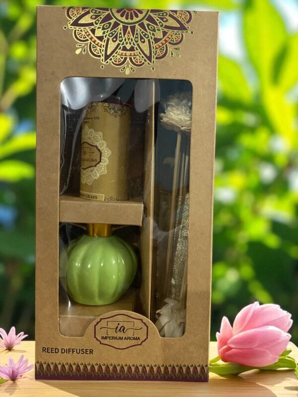 Imperium Rose Reed Diffuser Set (Ceramic with Golden Brass Neck) - Image 3