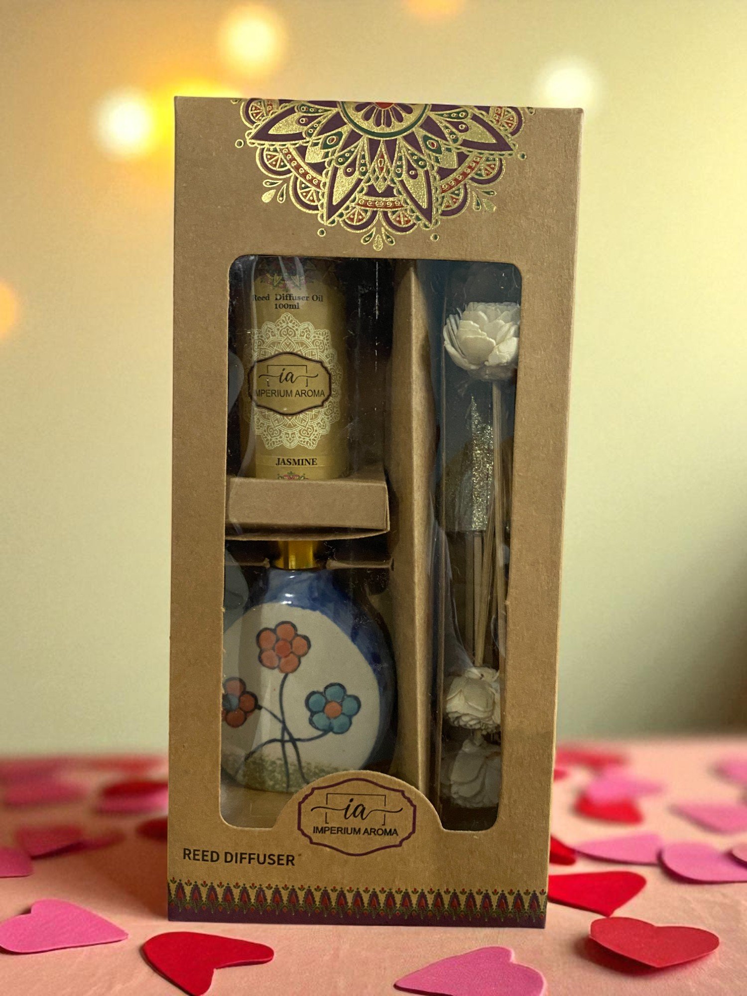 Imperium Jasmine Reed Diffuser Set (Ceramic with Golden Brass Neck) - Image 3