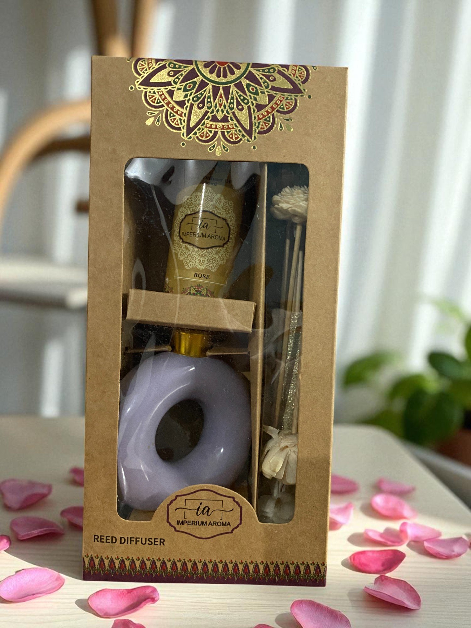 Imperium Rose Reed Diffuser Set (Ceramic with Golden Brass neck) - Image 3