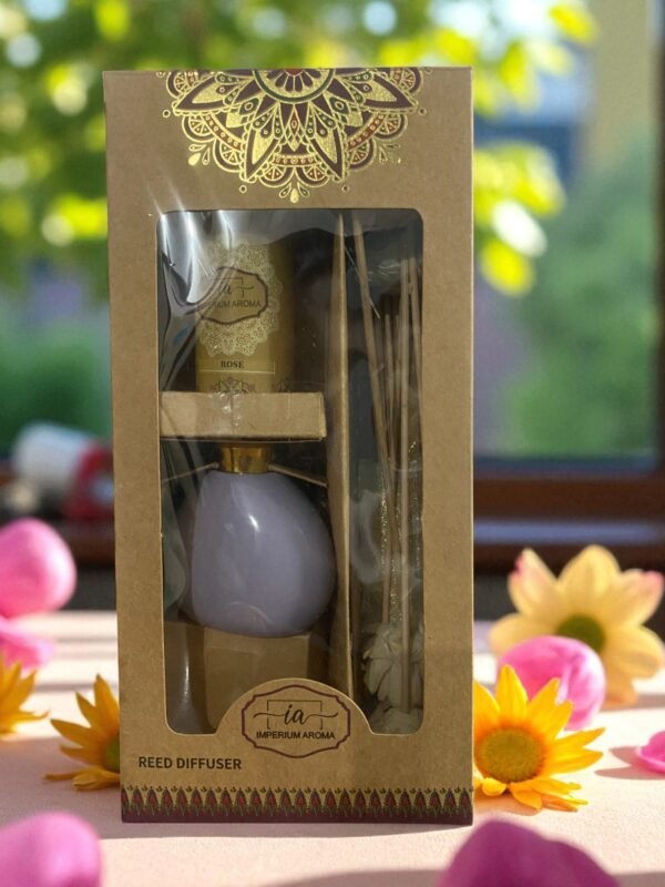 Imperium Rose Reed Diffuser Set (Ceramic with Golden Brass Neck) - Image 3