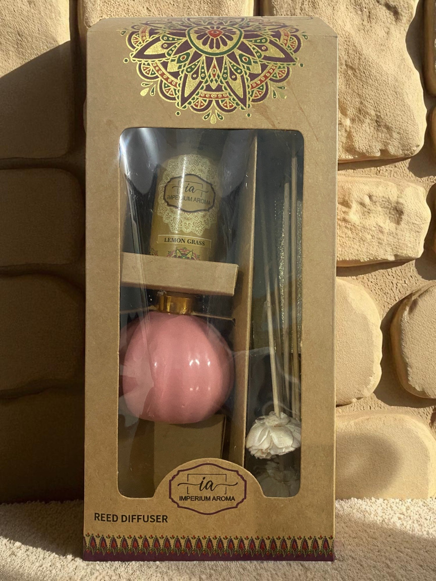 Imperium Lemongrass Reed Diffuser Set (Ceramic with Golden Brass Neck) - Image 3