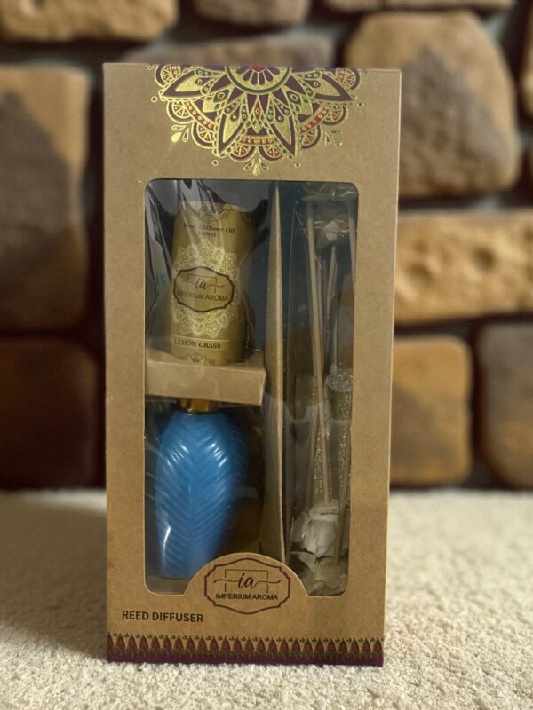 Imperium Lemongrass Reed Diffuser Set (Ceramic with Golden Brass Neck) - Image 3