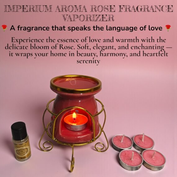 Imperium Aroma Rose Tealight Diffuser (Ceramic Pot with Golden Brass Neck)