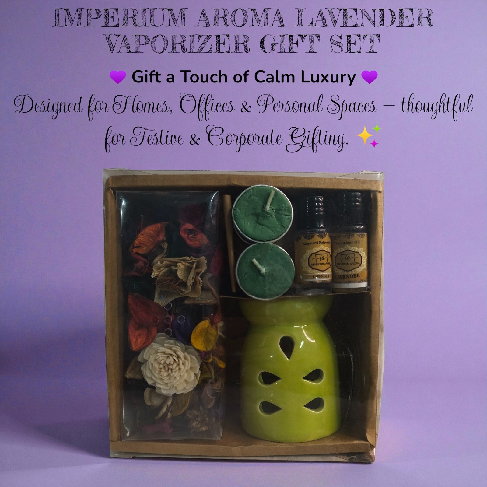 Imperium Aroma Lavender Tealight Diffuser Set - Image 5