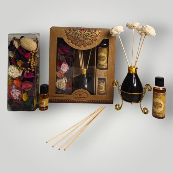 Imperium Aroma Lemongrass Reed Diffuser Gift Set (Ceramic Pot with Golden Brass Neck)