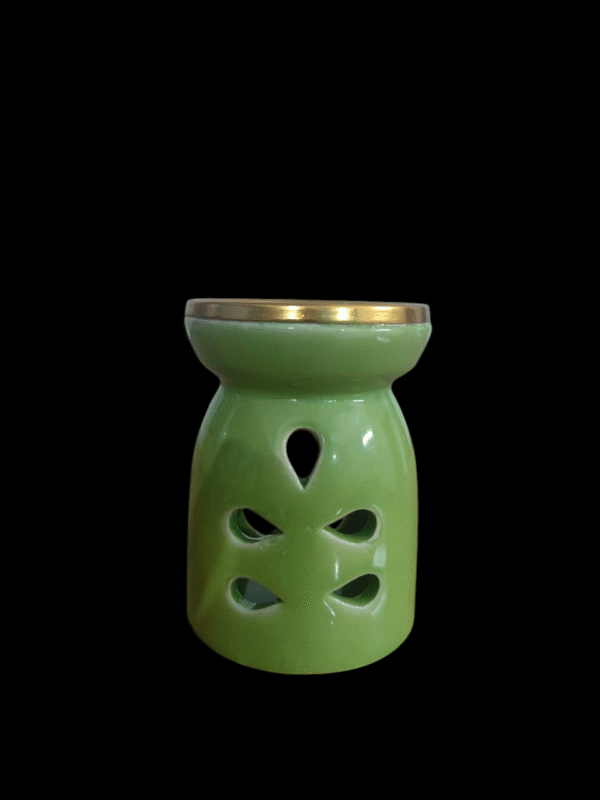Imperium Aroma Rose Tealight Diffuser (Ceramic Pot with Golden Brass Neck) - Image 3