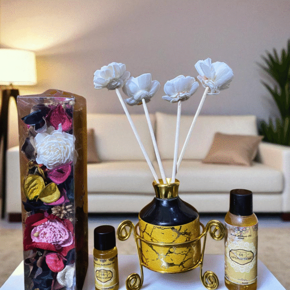 Imperium Aroma Rose Reed Diffuser Gift Set (Ceramic Pot with Golden Brass Neck) (Copy)