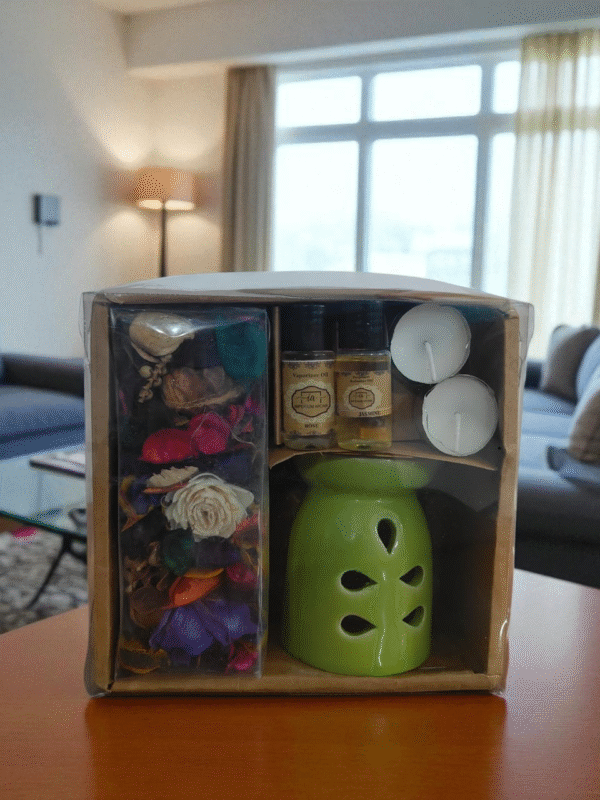 Imperium Aroma Rose Tealight Diffuser (Ceramic Pot with Golden Brass Neck) - Image 5