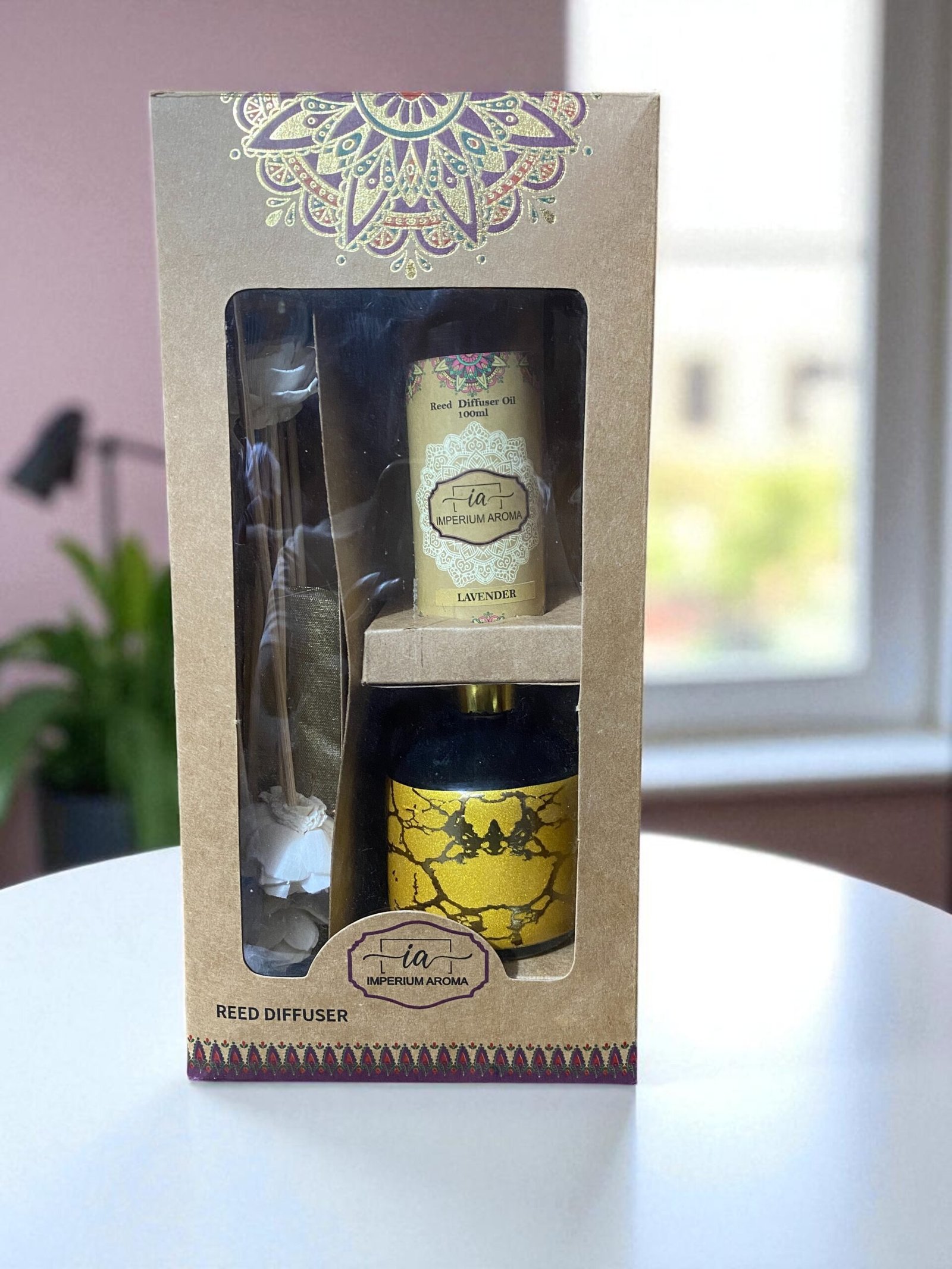 Imperium Aroma Lavender Reed Diffuser Set (Ceramic with Golden Brass Neck)) - Image 4