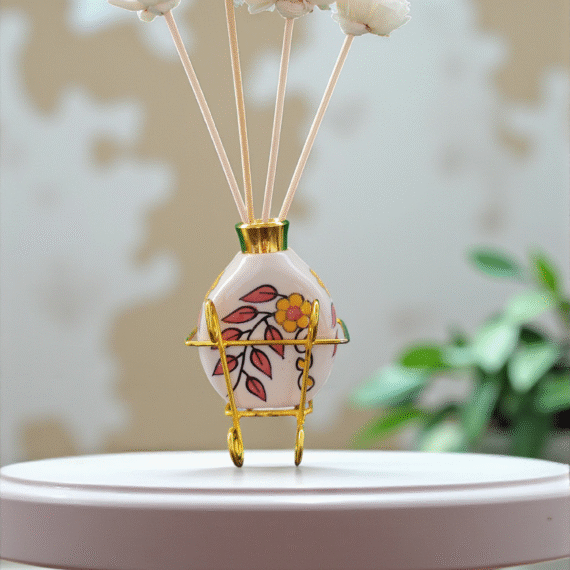 Imperium Aroma Sandalwood Reed Diffuser Set (Ceramic Pot with Golden Brass Neck)