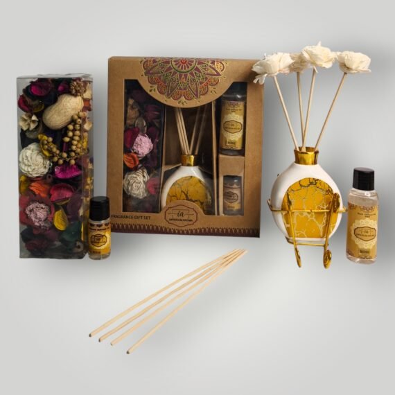Imperium Aroma Rose Reed Diffuser Gift Set (Ceramic Pot with Golden Brass Neck) (Copy) (Copy)