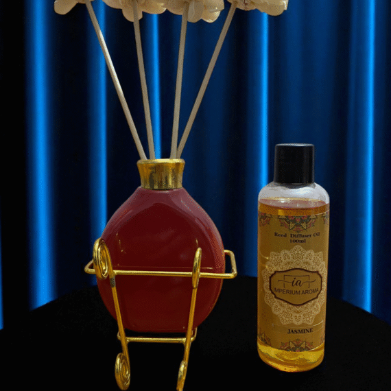 Imperium Aroma Jasmine Reed Diffuser Set (Ceramic with Golden Brass Neck)