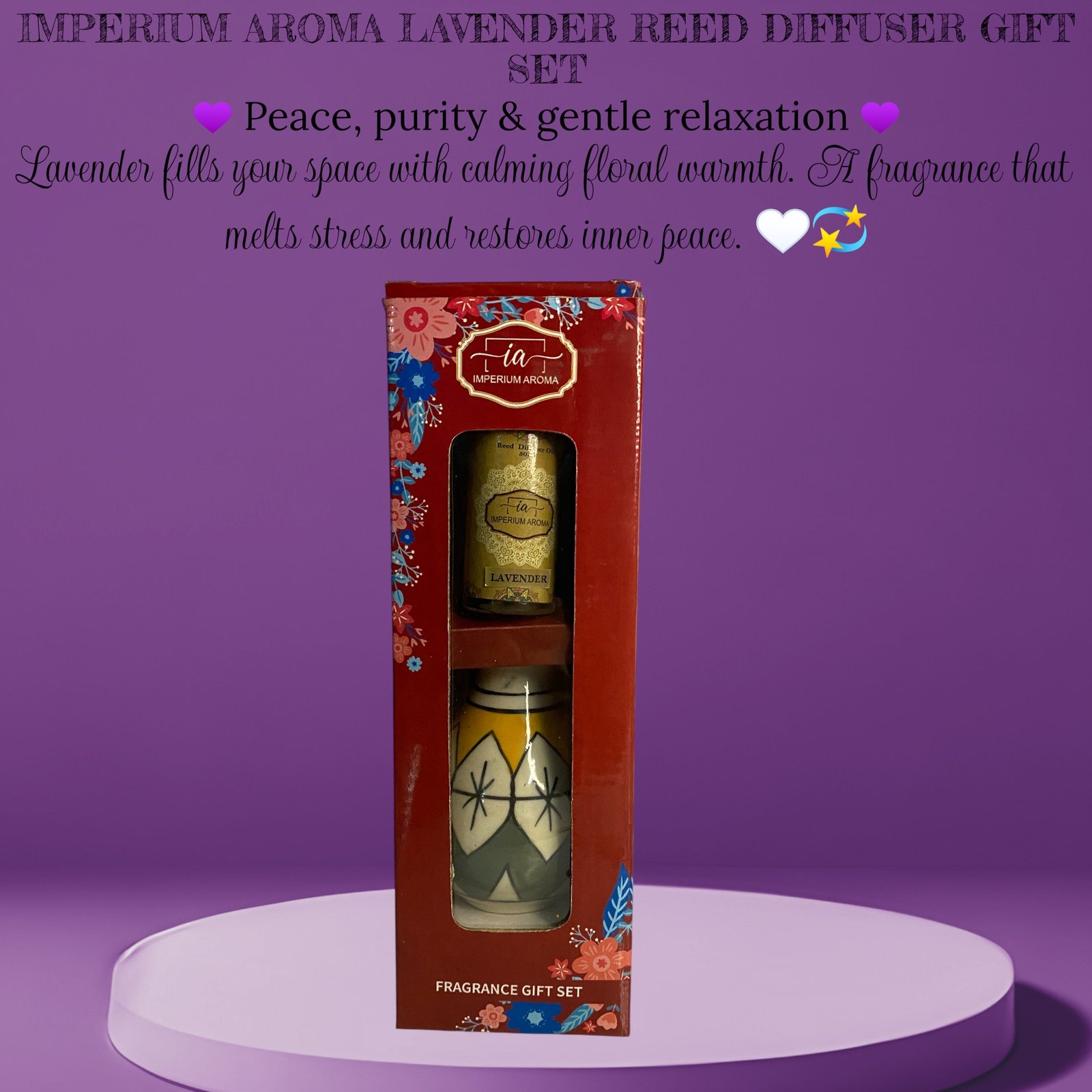 Imperium Aroma Lavender Reed Diffuser Set (Hand Painted) - Image 5