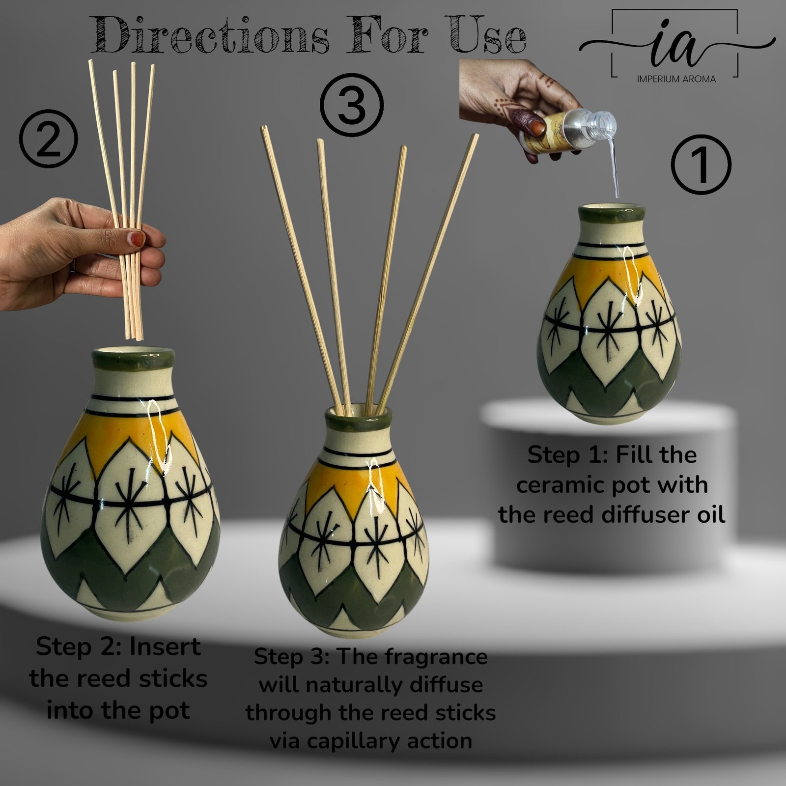 Imperium Aroma Lavender Reed Diffuser Set (Hand Painted) - Image 3