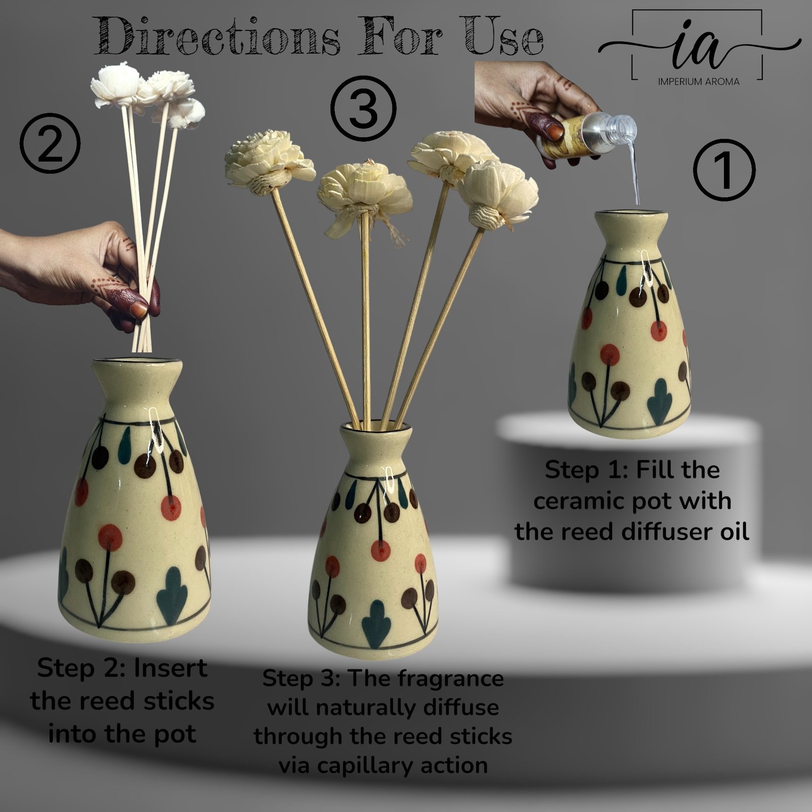 Imperium Aroma Lavender Reed Diffuser Set (Hand Painted) - Image 2