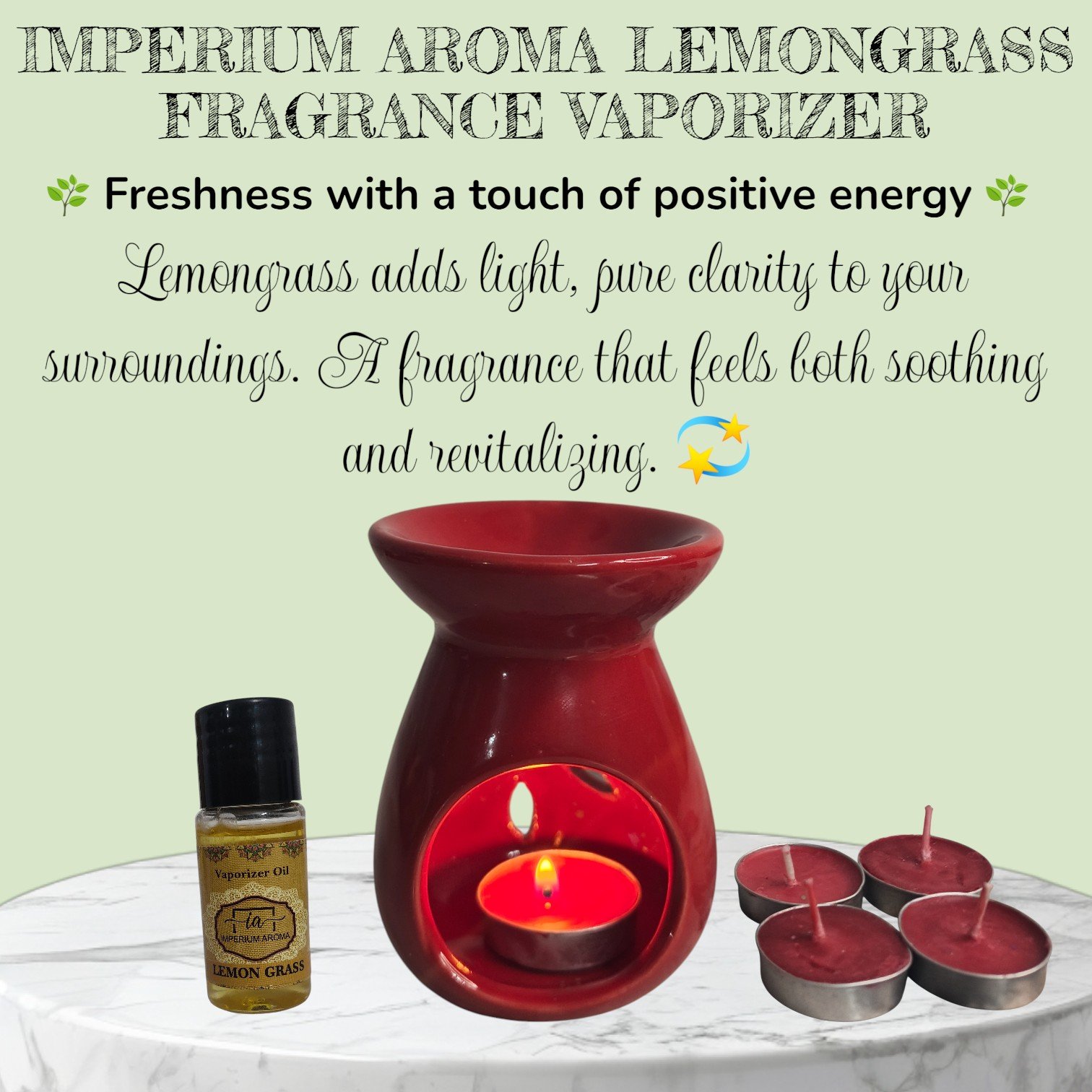 Imperium Aroma Lemongrass Tealight Diffuser Set - Image 2