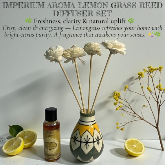 Imperium Aroma Lemongrass Reed Diffuser Set (Hand Painted)