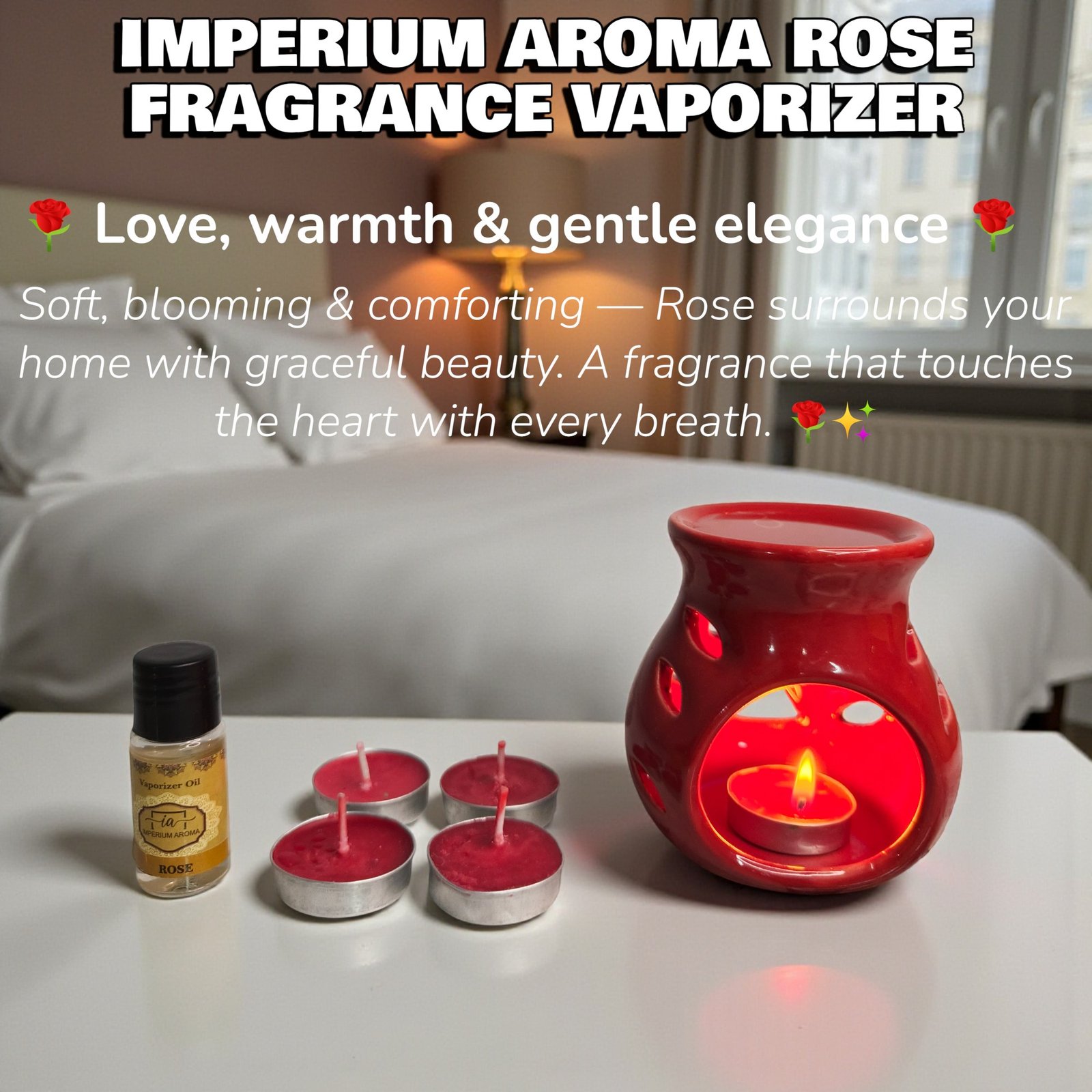 Imperium Aroma Rose Tealight Diffuser Set - Image 2