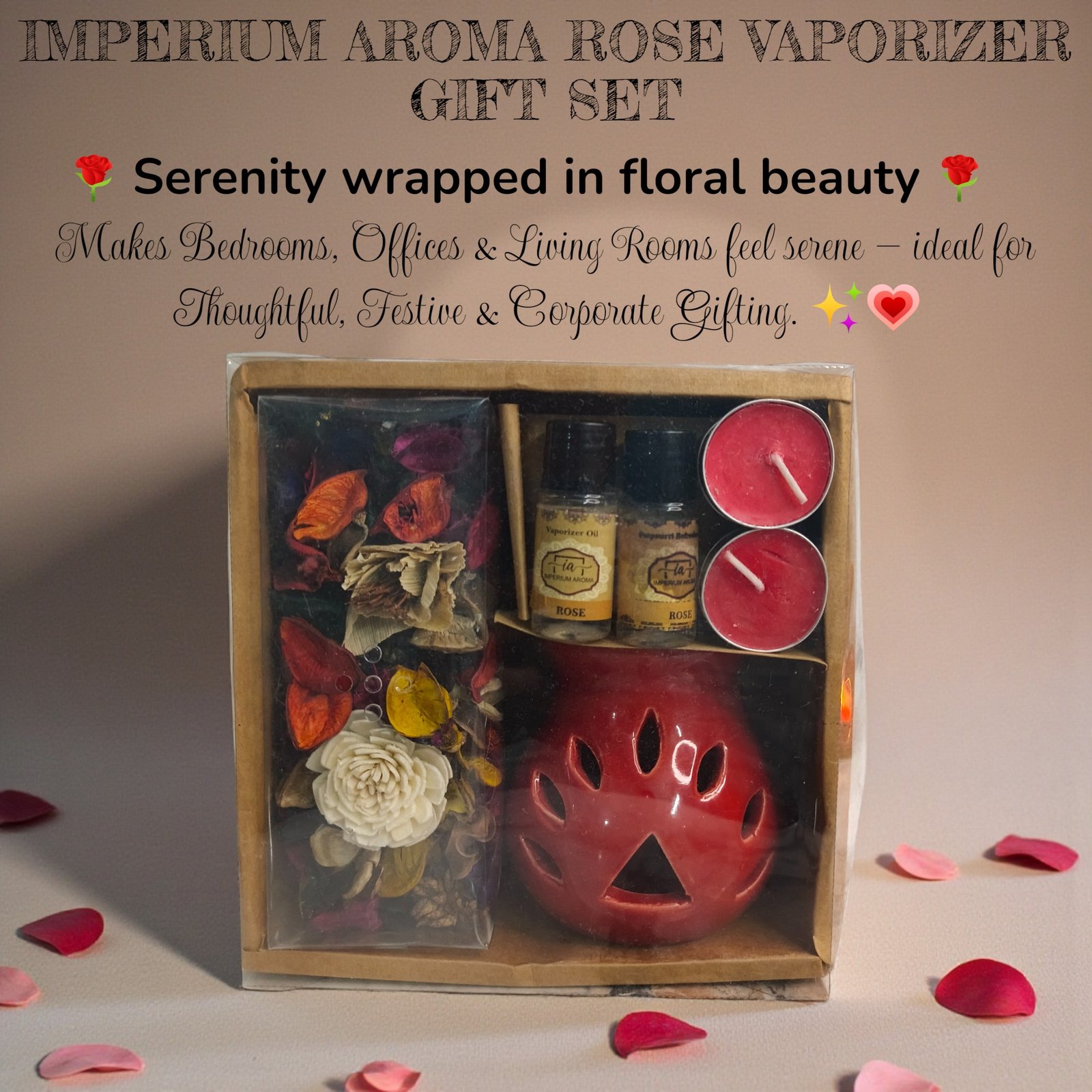 Imperium Aroma Rose Tealight Diffuser Set - Image 5