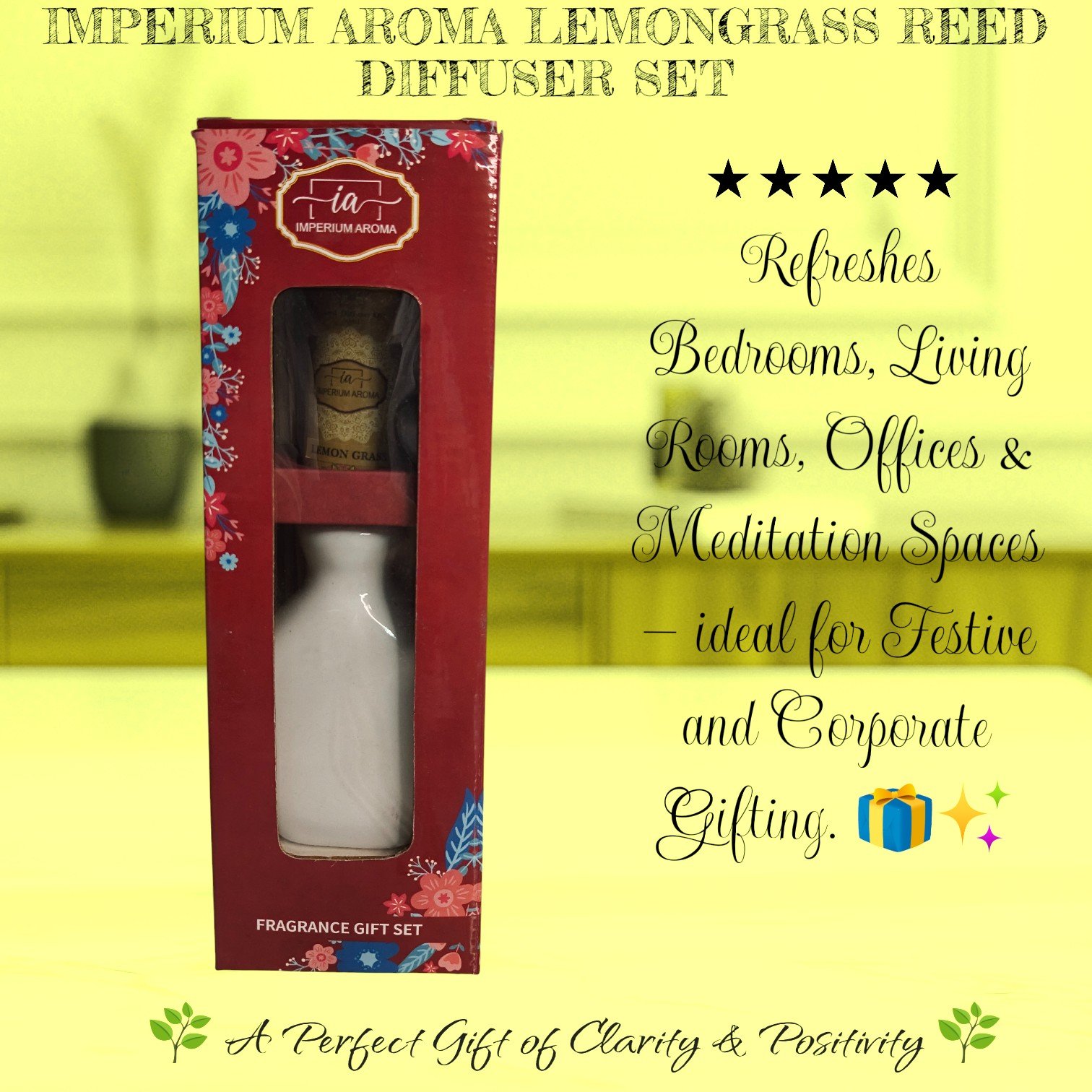 Imperium Aroma Lemongrass Reed Diffuser Set - Image 5